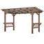 Pavillon de jardin en bois avec toit en métal et ampoules et comptoirs de bar