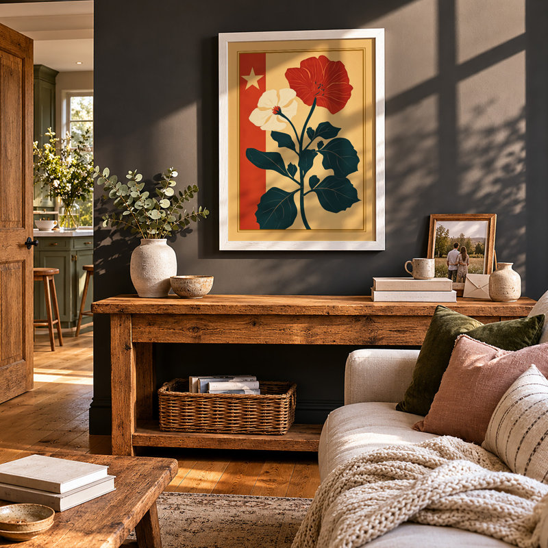 Gilded Bloom Botanical - Framed Print, A2 - 59.4 x 42.0 cm, White