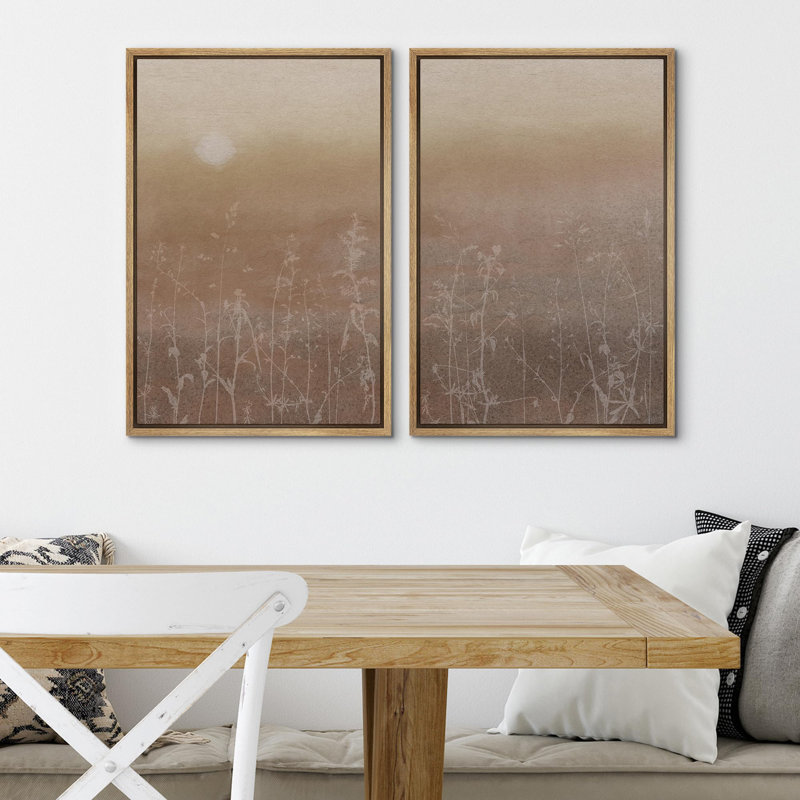 «Geometric Tan Pastel Color Field Country», 2 pièces, Encadré naturel, H 24 po x l 36 po