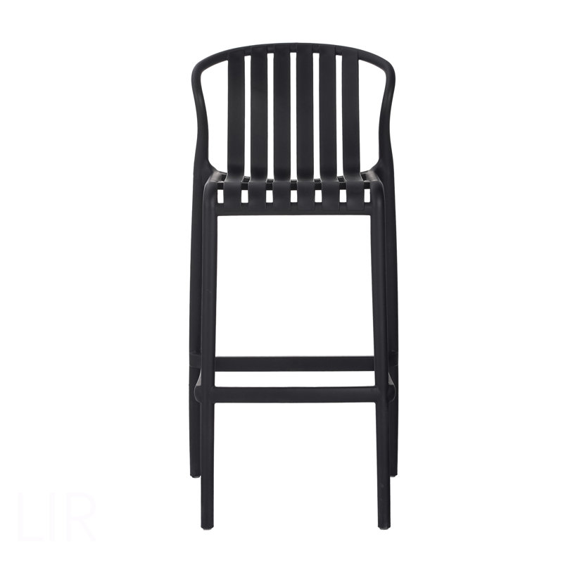 Ensemble de 2 tabourets de bar pour l'extérieur H 29,5 po, tabourets de bar à dossier à lattes perforés pour îlot de cuisine, chaise de bar extérieure blanche toutes saisons, chaise