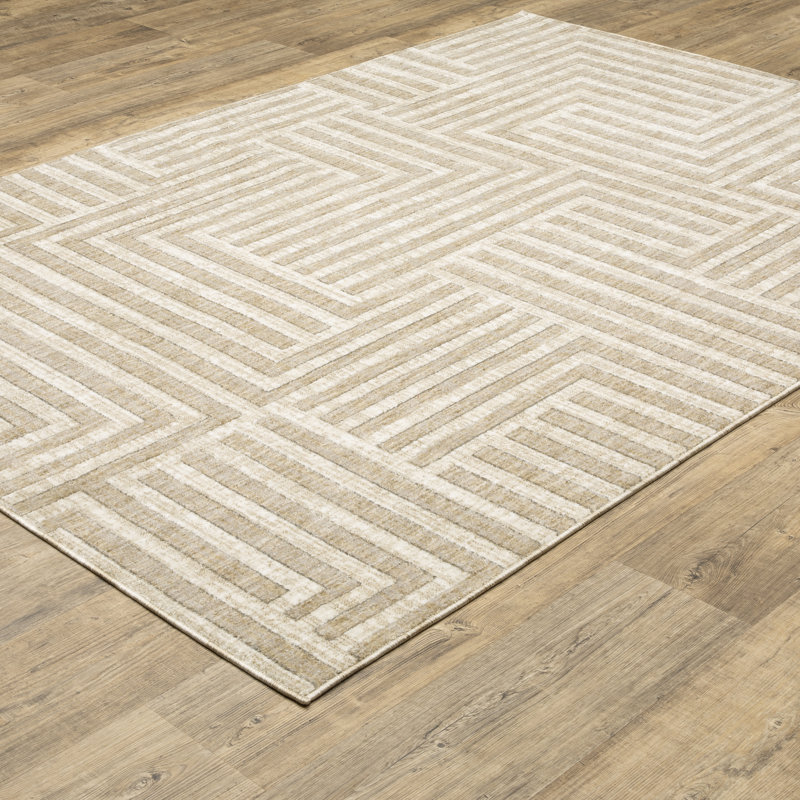 Tapis beige / ivoire Cueva, Rectangle 5 pi 3 po x 7 pi 7 po