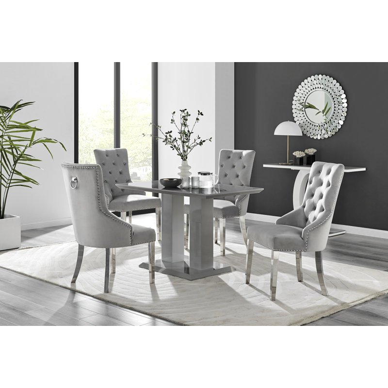 4 - Person Dining Set, Grey/Silver, Grey