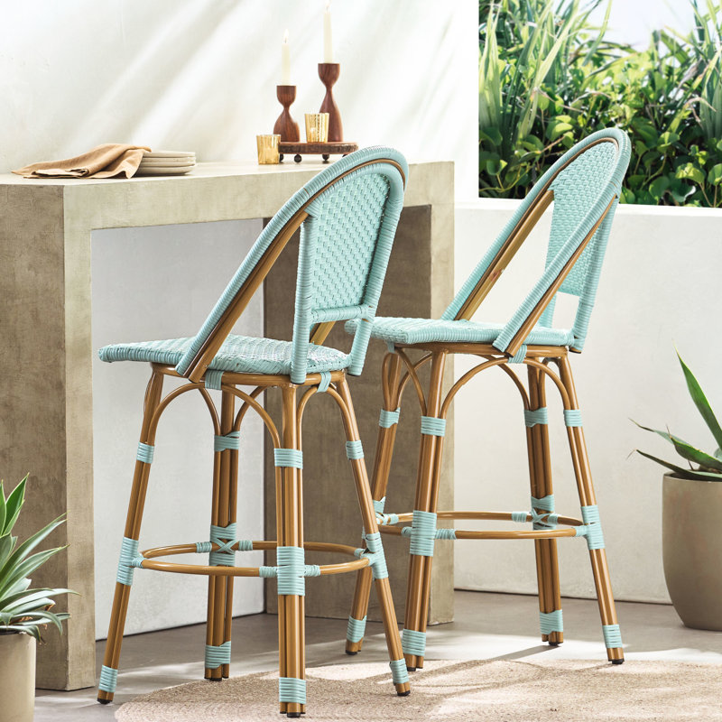 Ensemble de conversation d'extérieur 29,5 po, bleu sarcelle, rouille, pour barbecue, 29,5 po, finition et aluminium, ensemble de conversation de jardin