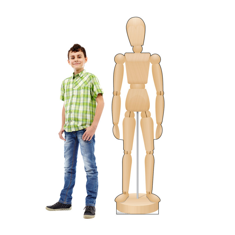Life-Size Wooden Mannequin Cardboard Cutout, 72" x 19"