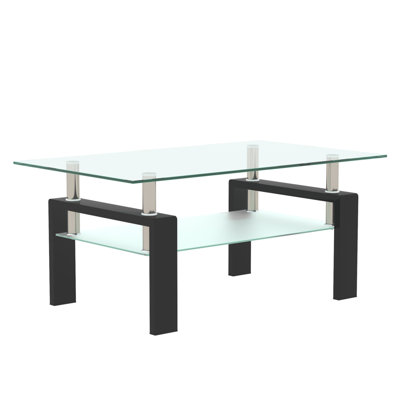 Rectangle Glass Coffee Table, Clear Coffee Table, Modern Side Center Tables For Living Room, Living Room Furniture