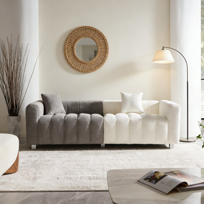 87.4'' Premium Velvet 3-seater Loveseat Sofa - Modern Upholstered Couch With Metal Base Legs And 2 Pillows, Stylish Seating For Living Room And Bedroom Spaces