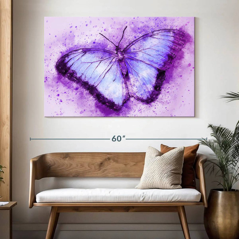 Brampt Purple On Purple Butterfly, 34" H x 51" W