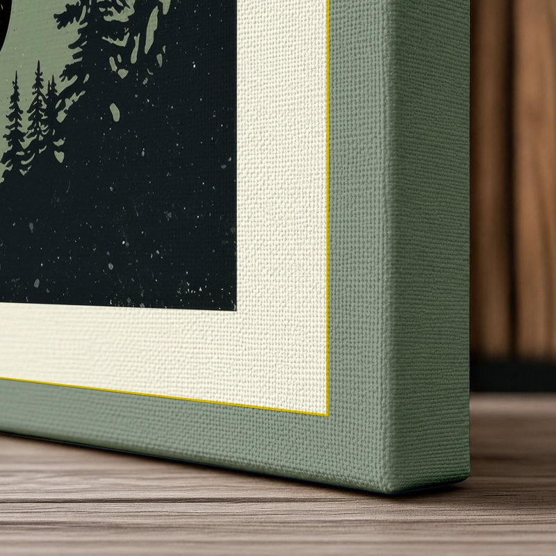 Deer Under Moonlight Rustic - Wrapped Canvas, 18x12 - 45.7 x 30.5 cm, Sage Border