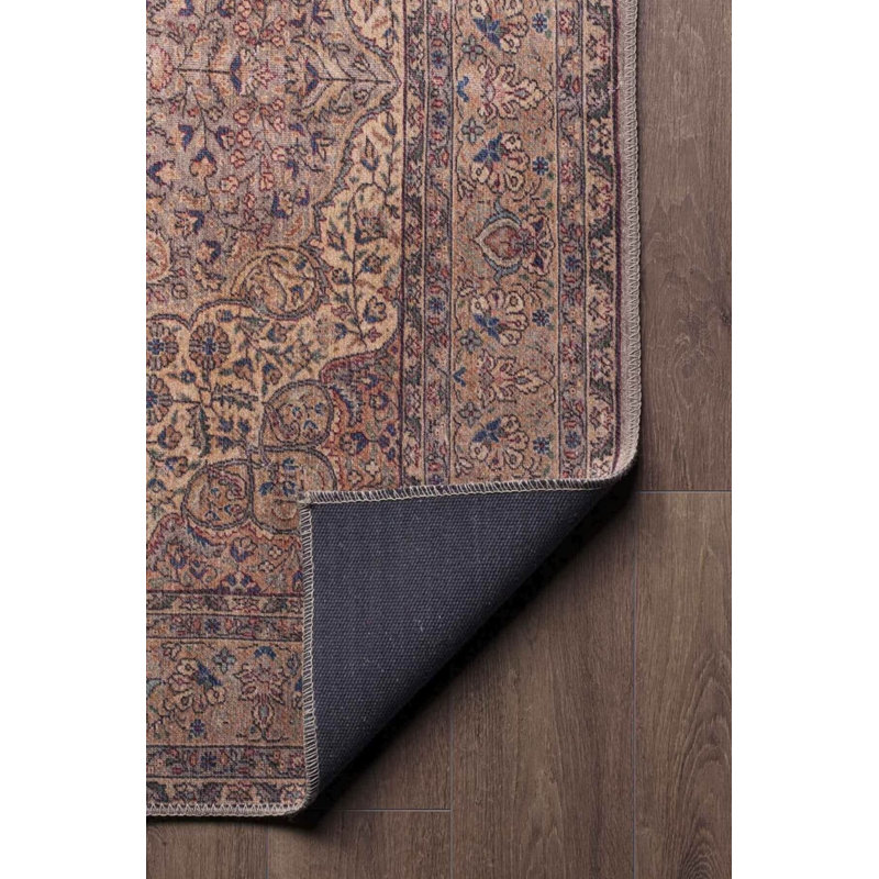 Tapis brun à motif tissé rétro, Rectangle 4 pi 8 po x 6 pi 3 po