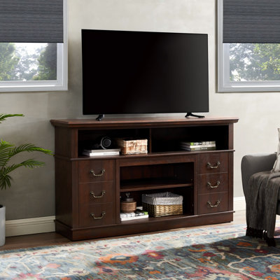 Retro-Style Living Room TV Storage Cabinet, With A Condensed Coffee Color Scheme, Features Built-In Storage Space And A Shelf Design, Suitable For Large-Screen Tvs, And An Integrated Entertainment Control Console.