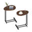Table d'appoint en forme de C 2 pièces, table de bout en C pour canapé et table de chevet, tables d'appoint Couch, table de bout en C en bois avec glissière en métal pour le salon de la chambre à coucher-1279835536