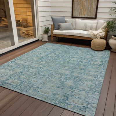 Tapis bleu intérieur / extérieur lavable à la machine Xhevrie