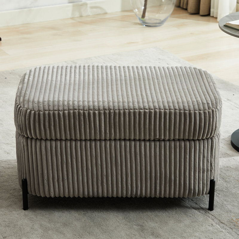Rangement en velours côtelé gris - Espace caché pour, draps, oreillers, couvertures, magazines Option de siège confortable comme tabouret à chaussures, tabouret, tabouret de bout de lit et rangement polyvalent