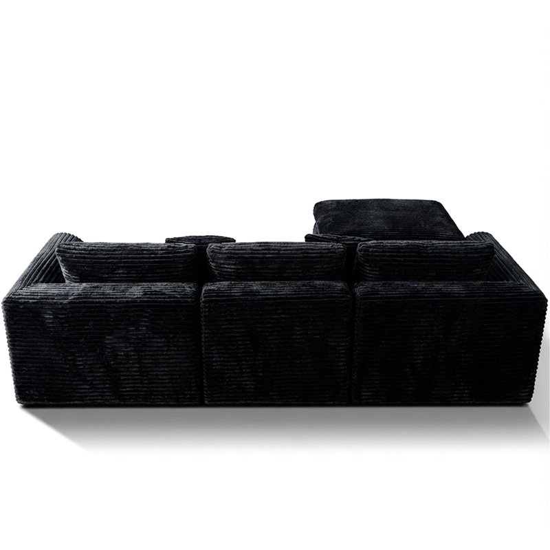 Canapé au design modulaire., Noir, H 34 po x l 106 po x P 75 po