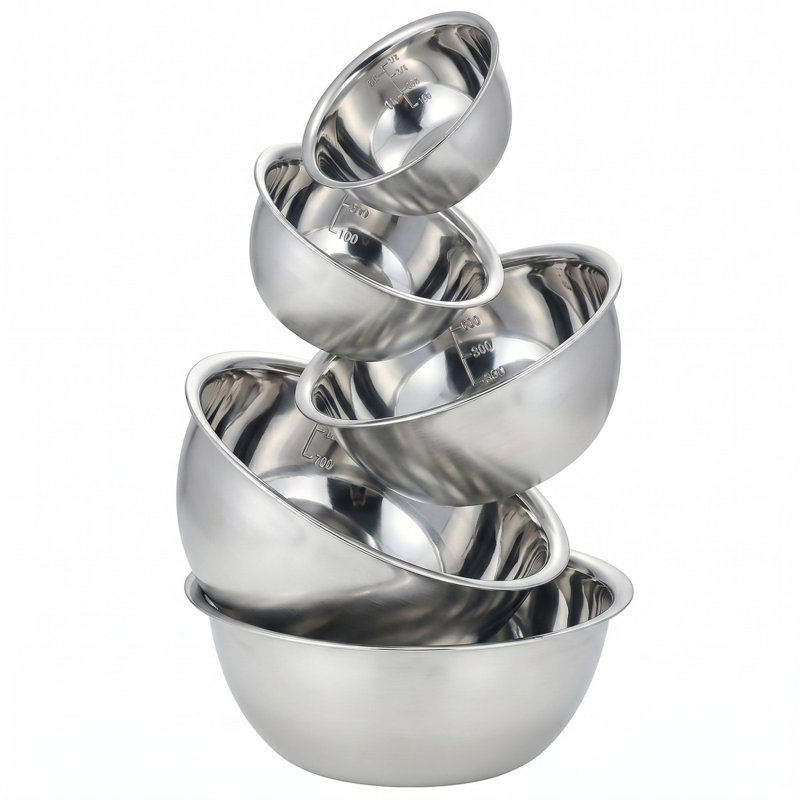 Ensemble de cinq bols en acier inoxydable