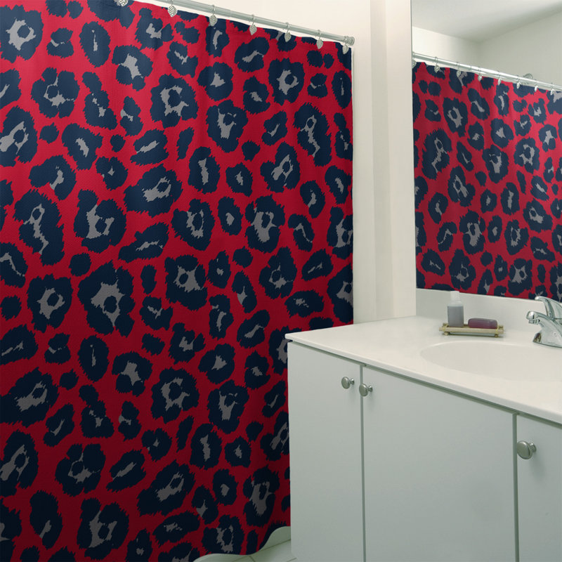 Ensemble de rideau de douche 2 pièces à imprimé animal, Rouge