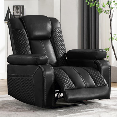 37'' Wide Modern And Overstuffed Breathable Leather Reclining Home Theater Seat