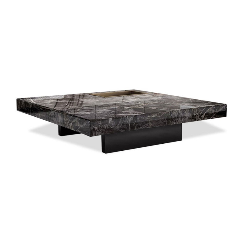 Table basse carrée en acier inoxydable, H 11,81 po x L 47,24 po x l 47,24 po