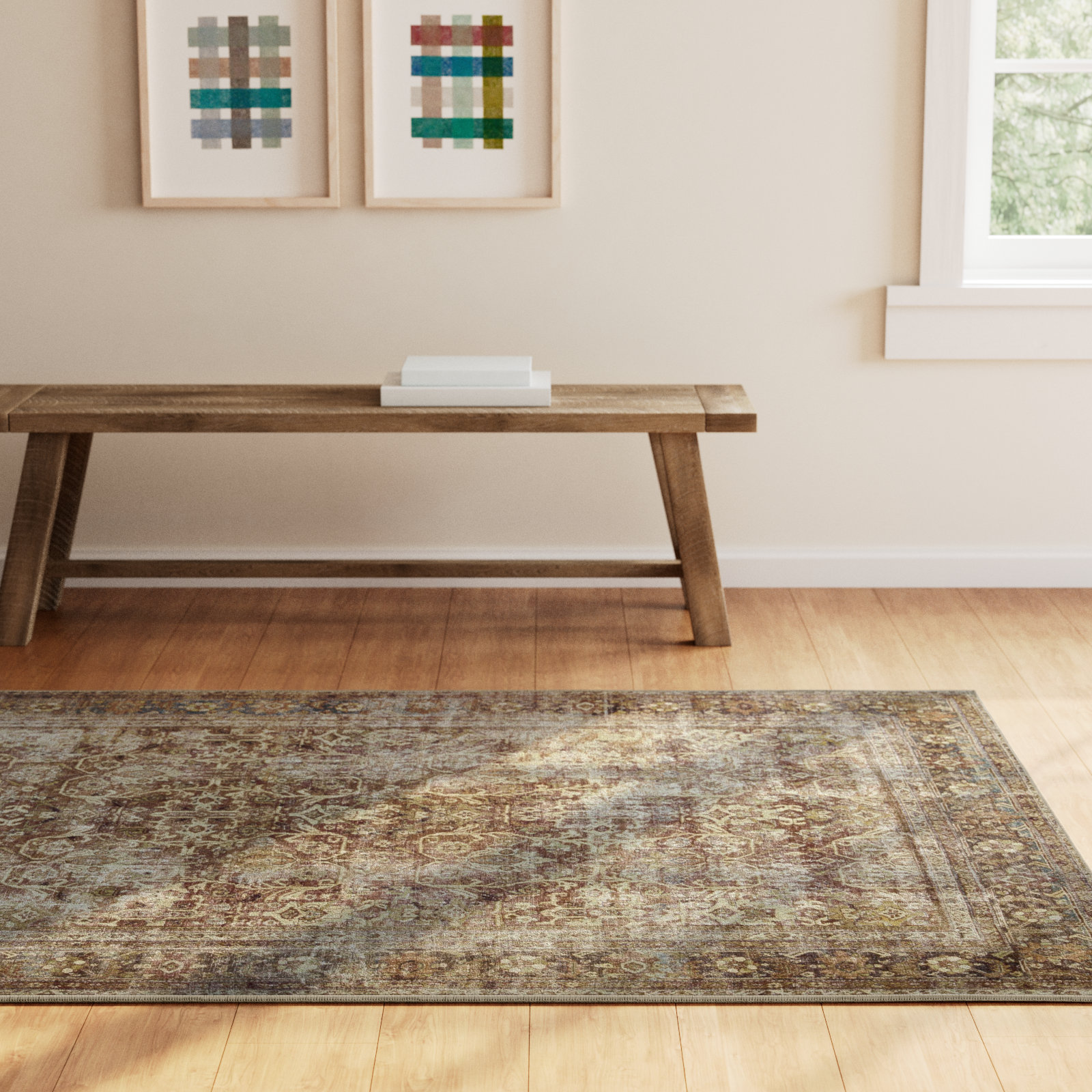 Magnolia Home By Joanna Gaines X Loloi Sinclair Machine Washable Rust / Lagoon Area Rug, Rectangle 3'6" x 5'6"