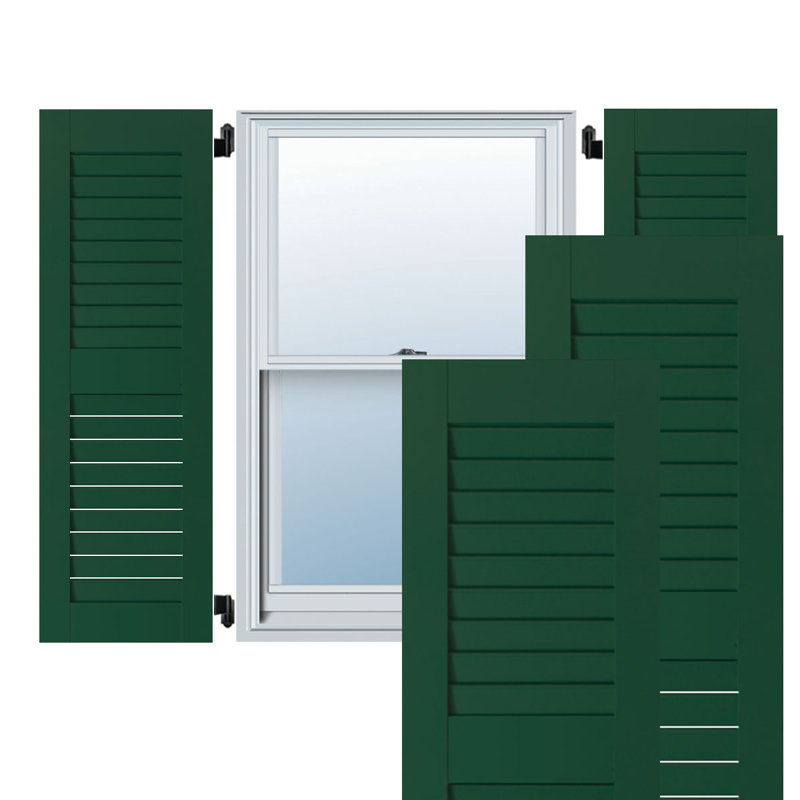 Volets à persiennes pour l'extérieur en bois de pin véritable (vendu par paire), Chrome vert, H 27 po x l 12 po x P 1 po