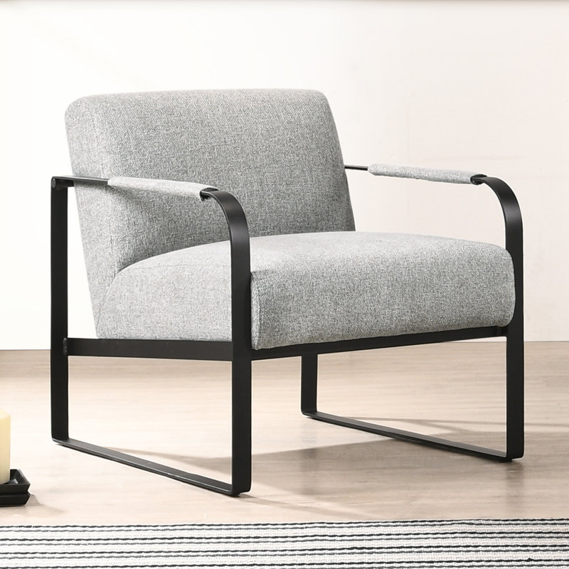 Centerton Upholstered Armchair, Gray Polyester, Black