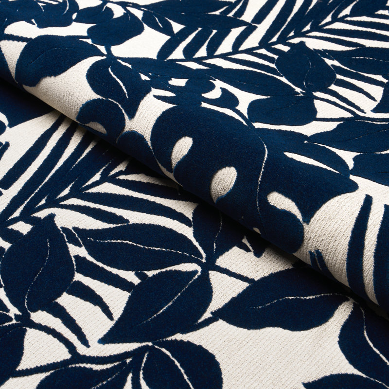 Tissu de velours intérieur / extérieur Miramar, Bleu marine