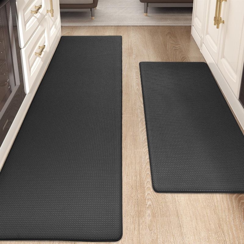 Soft Kitchen Rugs 2 Pieces, Black