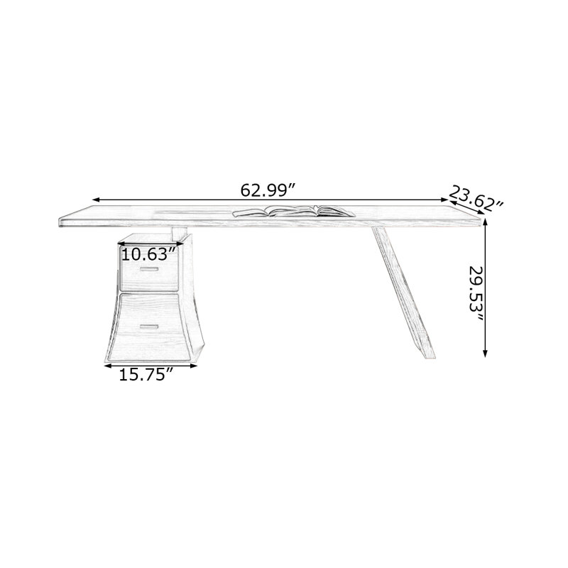 Dark Walnut Rectangular Solid Wood desks, 29.53" H x 62.99" W x 23.62" D, Left Hand Return
