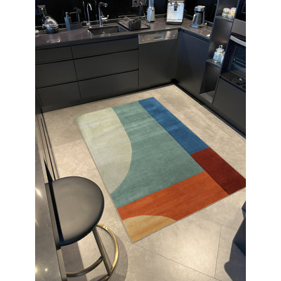 Tapis décoratif multicolore à motif géométrique abstrait à motif géométrique