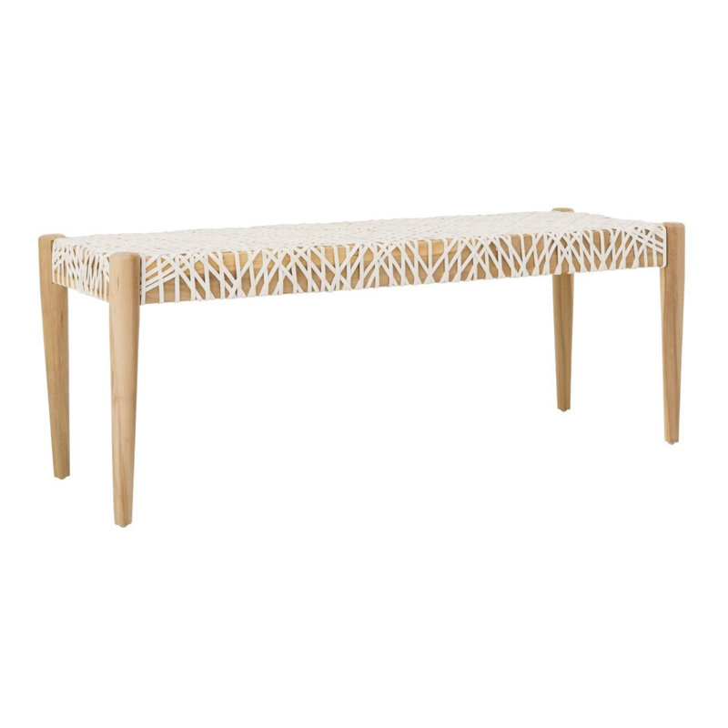 Banc en cuir Brailee, Chêne / blanc