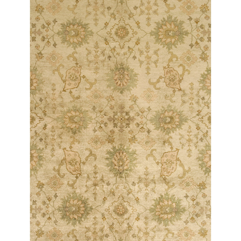Wool Oriental Area Rug in Brown/Beige, Rectangle 4' x 6'