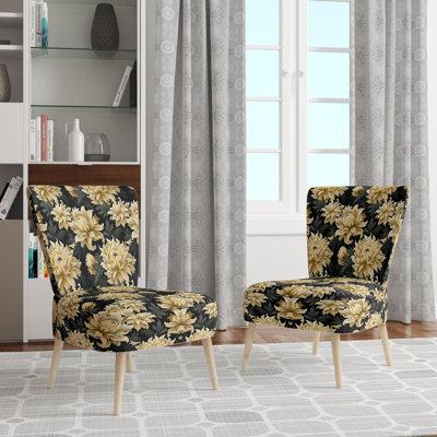 Fauteuil d'appoint rembourré bohémien et éclectique doré foncé et doré