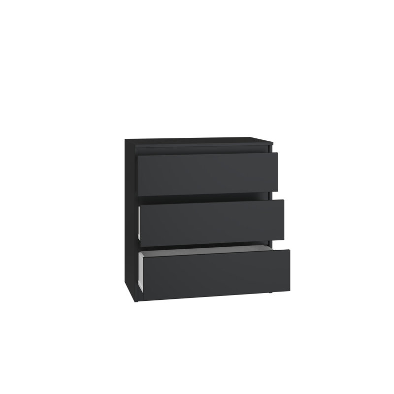Traynor 70cm W 3 - Drawer Chest of Drawers, Black
