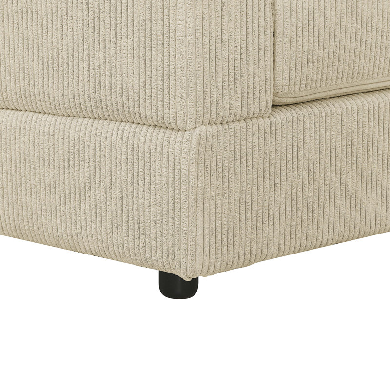 Reversible Modular Corner Sectional With Ottoman, Ivory