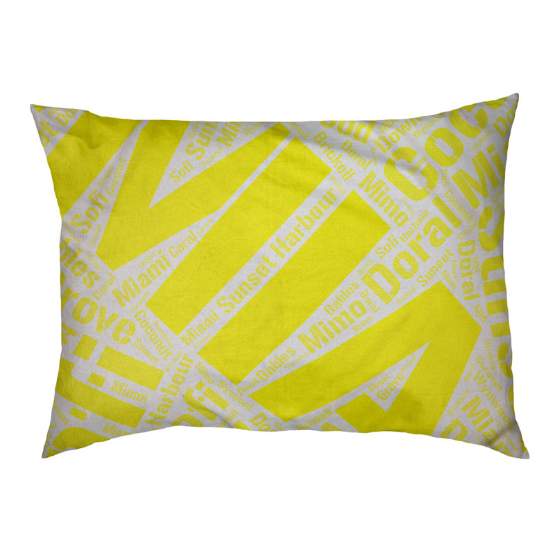 Coussin de chien « districts », Grand (l 40 po x P 30 po x H 14 po), Jaune, Miami