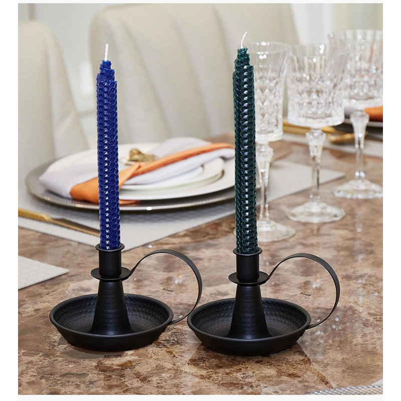 Iron Taper Candle Holder，Black Candlestick Holders Candlelight Stand for Farmhouse Decor Home Wedding Party Table Decoration（2pcs）