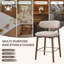 Tabouret de bar moderne à hauteur de comptoir avec dossier, non pivotant, pieds en bois d'hévéa massif et repose-pieds en métal bronze-131231056-123098459-131231054