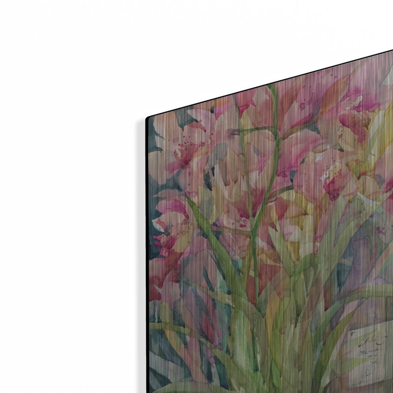 «Orchid Gathering» par Annelein Beukenkamp, art mural en métal, H 16 po x l 12 po