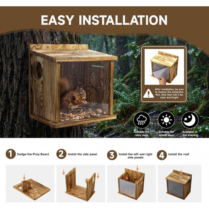 Nichoir en bois pour écureuils d'extérieur, boîte à nid pour écureuils