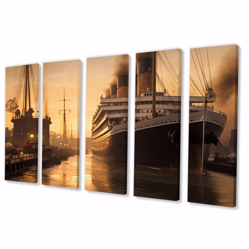 Photographie rétro de RMS Titanic I - reproduction d'art sur toile - 5 panneaux égaux