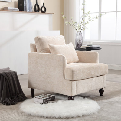 Wood Frame Armchair, Modern Accent Chair Lounge Chair For Living Room,Tufted Club Chair, Mid Century Modern Arm Chairs With Studded, Solid Wood Frame