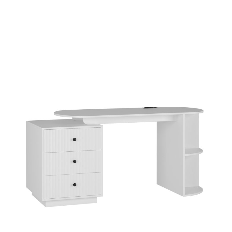 Expandable Storage Desk Wood Modern Home Office Ideal For Study And Craft