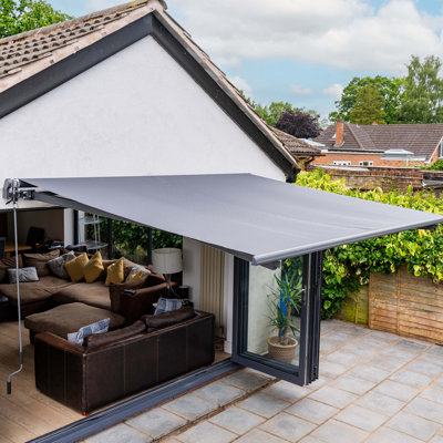 Dakota Fields 300cm W x 250cm D Polyester Cover Retractable Patio Awning