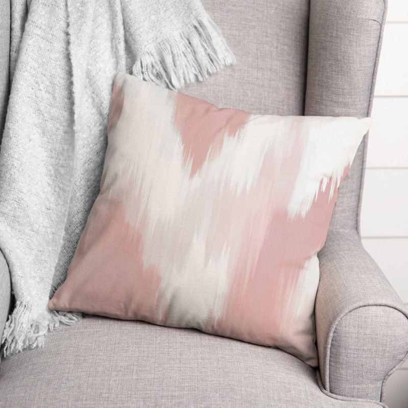 Coussin décoratif à motif abstrait, 16 po x 16 po, Rose