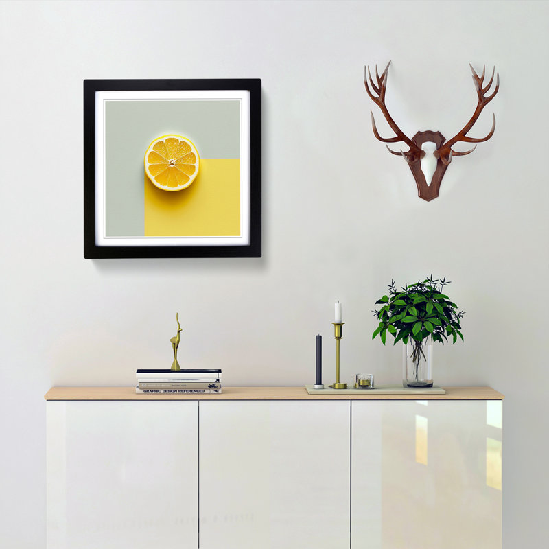 Lemon Fruit Minimalism - Framed Print, Black Framed