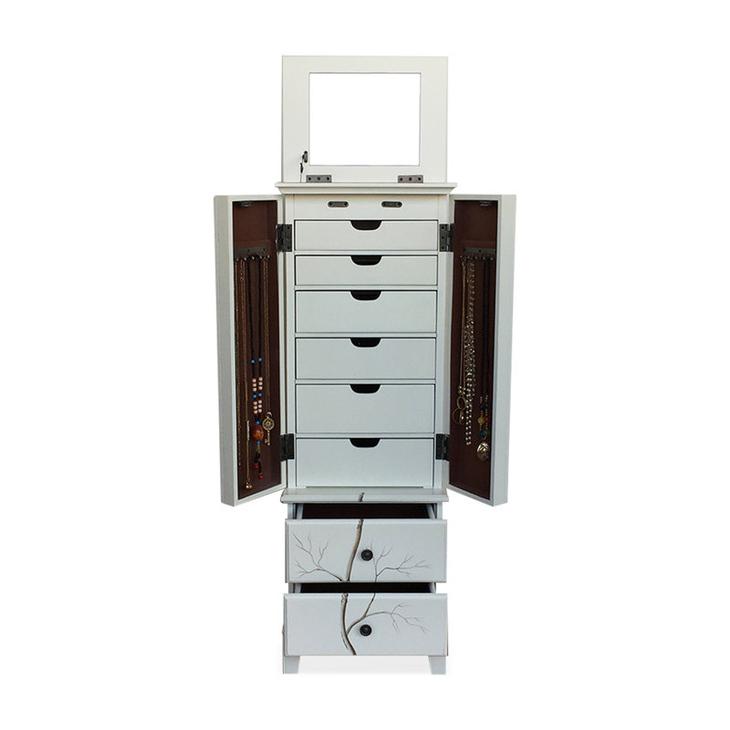 White Rectangular Solid + Manufactured Wood Jewelry Armoires