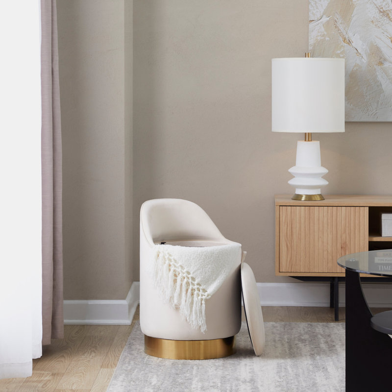 Tabouret de coiffeuse avec pivot, Cream/Gold