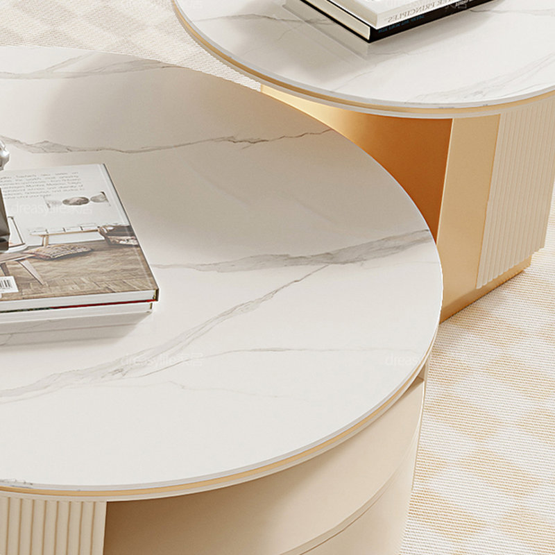 Ensemble de tables basses rondes italiennes multifonctionnelles
