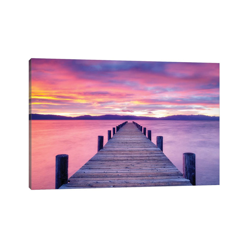 Pier Sunrise by Dennis Frates - Print on Canvas, Wrapped Canvas, 66.04cm H x 101.6cm W x 3.81cm D