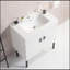 Meuble-lavabo de 30 po avec pieds en métal, avec cuve en céramique blanche, deux portes d'armoire à fermeture douce, bois massif, sans les robinets-965730170